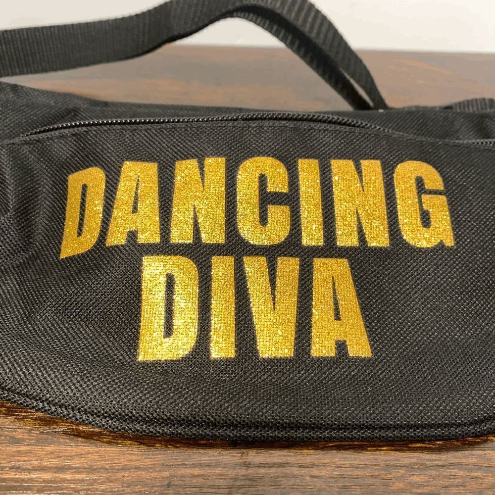 NWOT Dancing Diva Gold Lettering Adjustable Strap Pack Waist Bag Black - Picture 3 of 5